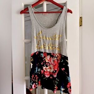 3/$12 “Limited Edition” Gold & Floral Tank, Size Large